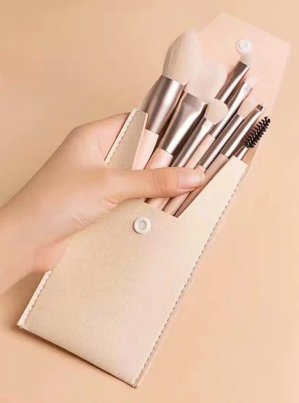 KissICON apricot / Message Notes KissIcon Personalized 8Pcs Makeup Brush Set - Travel