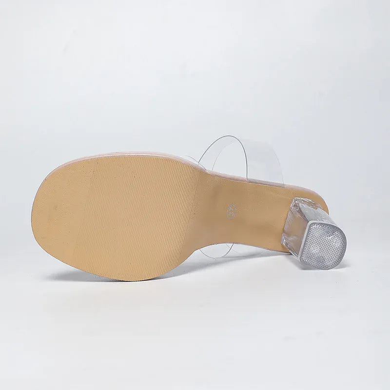 KissICON Apricot Pvc Super High Heel Sandals Women Plus