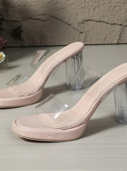 KissICON Apricot Pvc Super High Heel Sandals Women Plus
