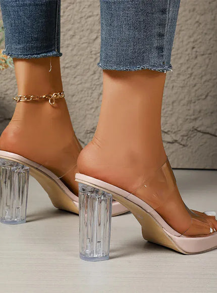 KissICON Apricot Pvc Super High Heel Sandals Women Plus