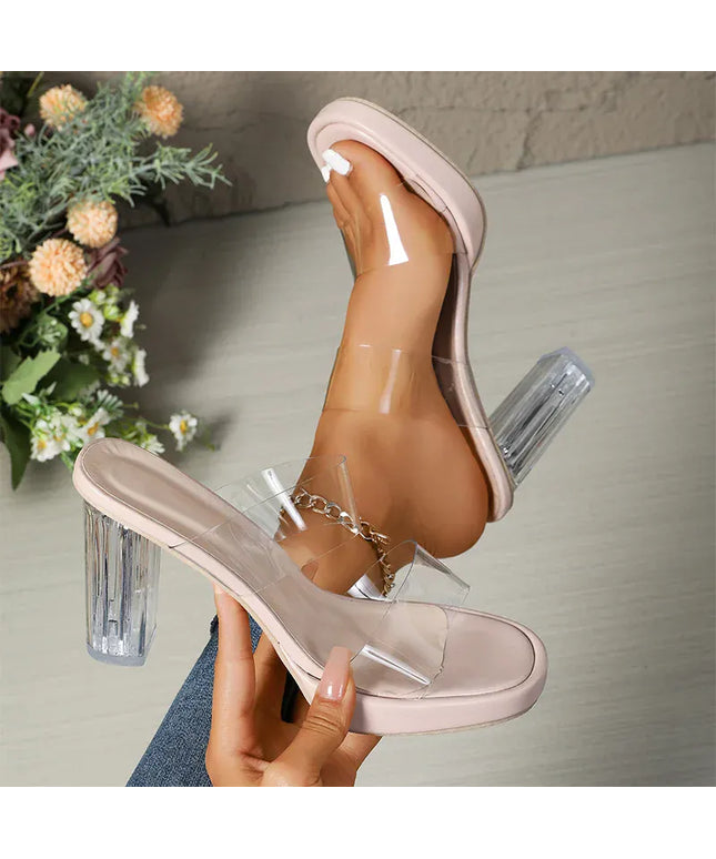 KissICON Apricot Pvc Super High Heel Sandals Women Plus