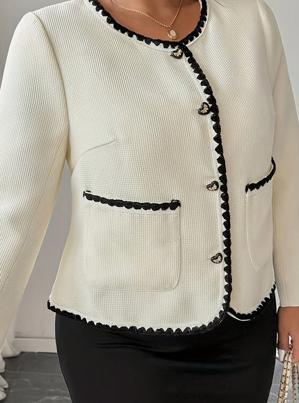 KissICON Apricot / UK 16 Chic Curve White Ruffled Sleeve Blazer