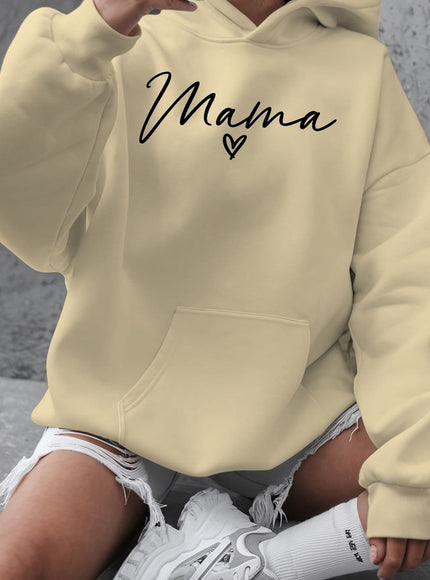jkthpu-45 Apricot / UK 16 Plus Size "Love for Mom" Hooded Sweatshirt -
