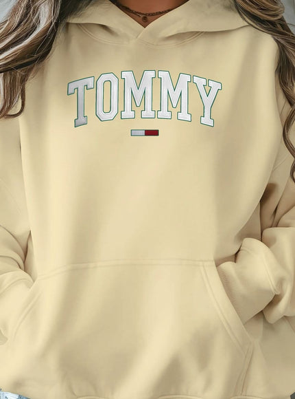 jkthpu-45 Apricot / UK 16 Plus Size - TOMMY Women'S Plus-Size Casual Hooded