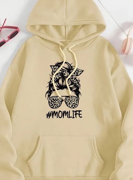 jkthpu-45 Apricot / UK 16 Women's Casual Beige Hoodie with Stylish Mom Life