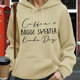 jkthpu-45 Apricot / UK 16 Women'S Plus Size "Coffee + Baggy Sweater Kinda