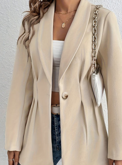 KissICON Apricot / UK 18 Curve Elegant Buttonup Blazer – Chic Washable