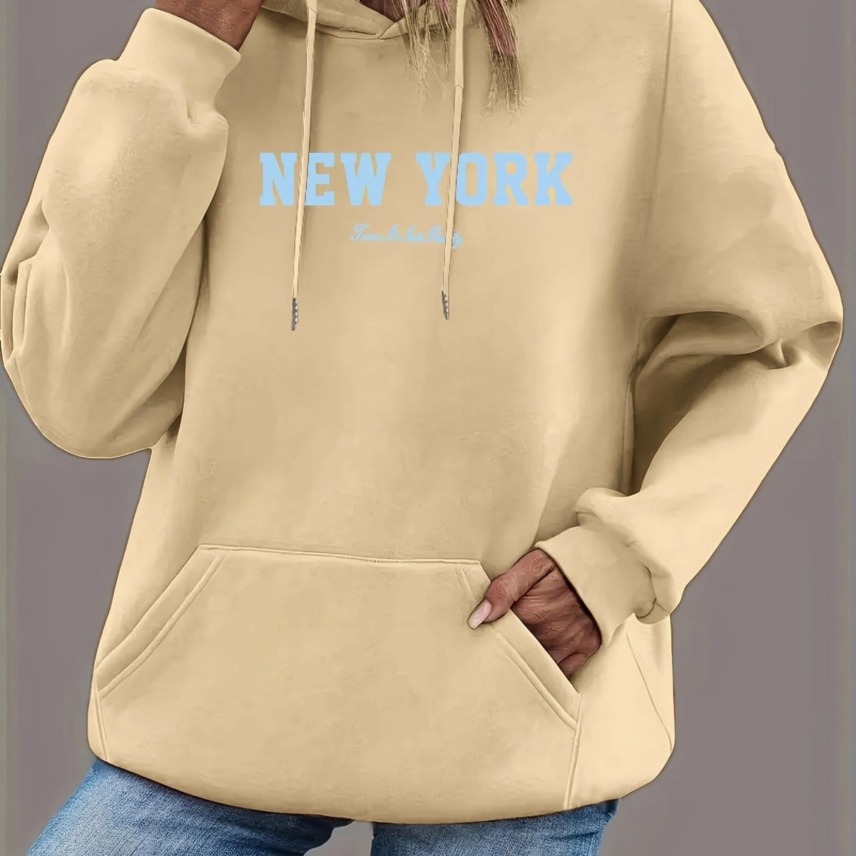 jkthpu-45 Apricot / UK 18 Plus Size Hooded Sweatshirt, Loose-Fitting Women'S Hoodie, Printed