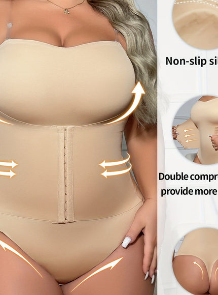 jkthpu-45 Apricot / UK 18 Plus Size Women'S Bodysuit with Front Buttons, Waist