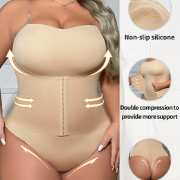 jkthpu-45 Apricot / UK 18 Plus Size Women'S Bodysuit with Front Buttons, Waist