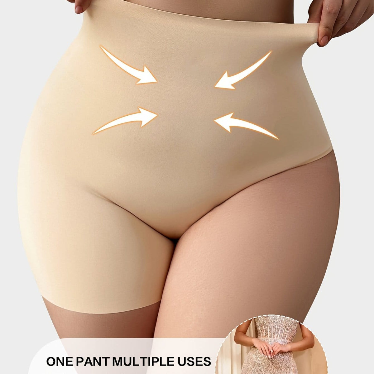 jkthpu-45 Apricot / UK 18 Seamless MidRise Shapewear Comfortable Waist  Hip Support