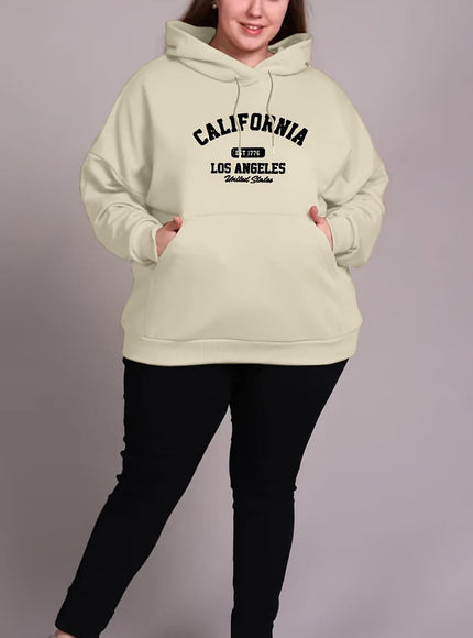 jkthpu-45 Apricot / UK 18 Women'S Plus Size Casual Hoodie with California Letter