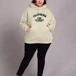 jkthpu-45 Apricot / UK 18 Women'S Plus Size Casual Hoodie with California Letter
