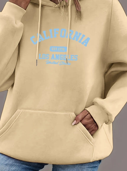 jkthpu-45 Apricot / UK 18 Women's Plus Size Oversized Hoodie with California Los