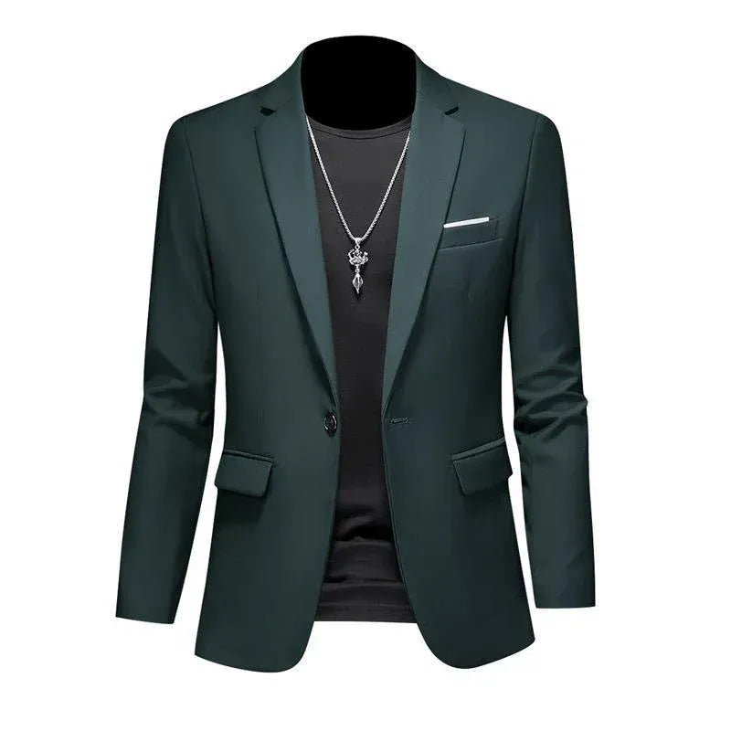 KissICON Army Green / Asian XXL (US M) Luxury Mens Blazer Solid Color Casual Business Wedding