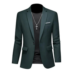 KissICON Army Green / Asian XXL (US M) Luxury Mens Blazer Solid Color Casual Business Wedding