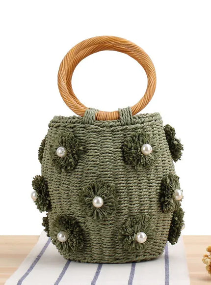 KissICON army green Handbag – Woven Beach Holiday