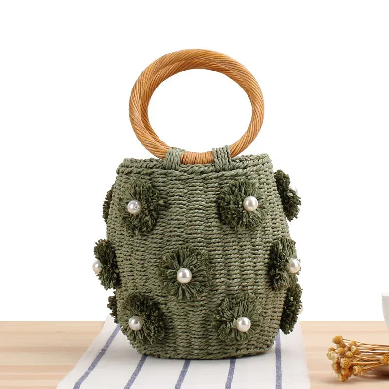KissICON army green Handbag – Woven Beach Holiday