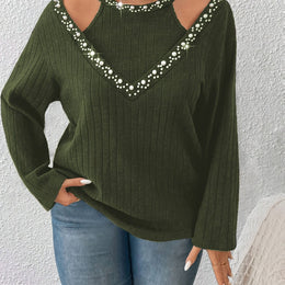 jkthpu-45 Army Green / UK 18 Elegant Mock Collar Burgundy Plus Size Long Sleeve Winter Top