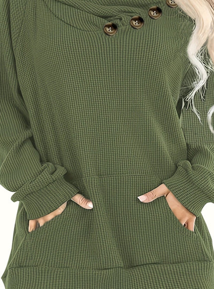 jkthpu-45 Army Green / UK 18 Plus Size Pile Lapel Button-Up Sweatshirt