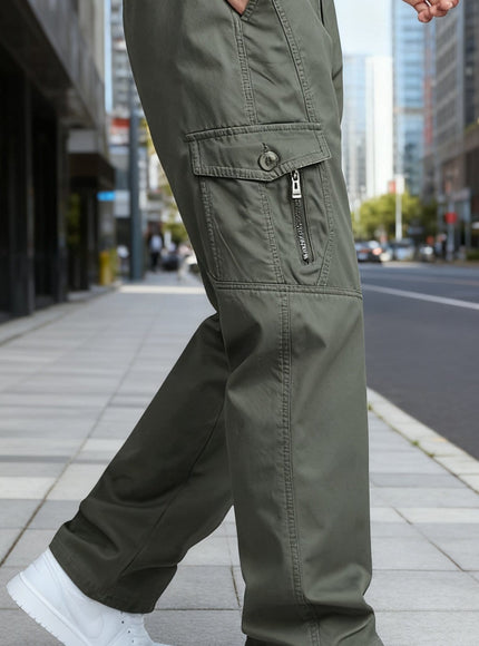 KissICON Army Green / UK 34 Korean Style Mens Pure Cargo Pants Soft Breathable Comfort