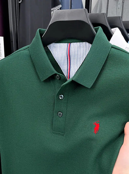 KissICON army green / XL Luxury Cotton Polo Pony Embroidery Summer Business Golf Top