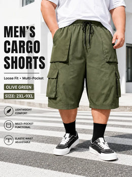 KissICON army green / XXL Comfortable Plus Size Mens Casual Workwear Shorts with Pockets