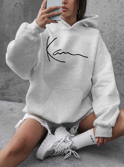 jkthpu-45 Artistic Signature Women's Plus Size Casual Hooded Sweatshirt