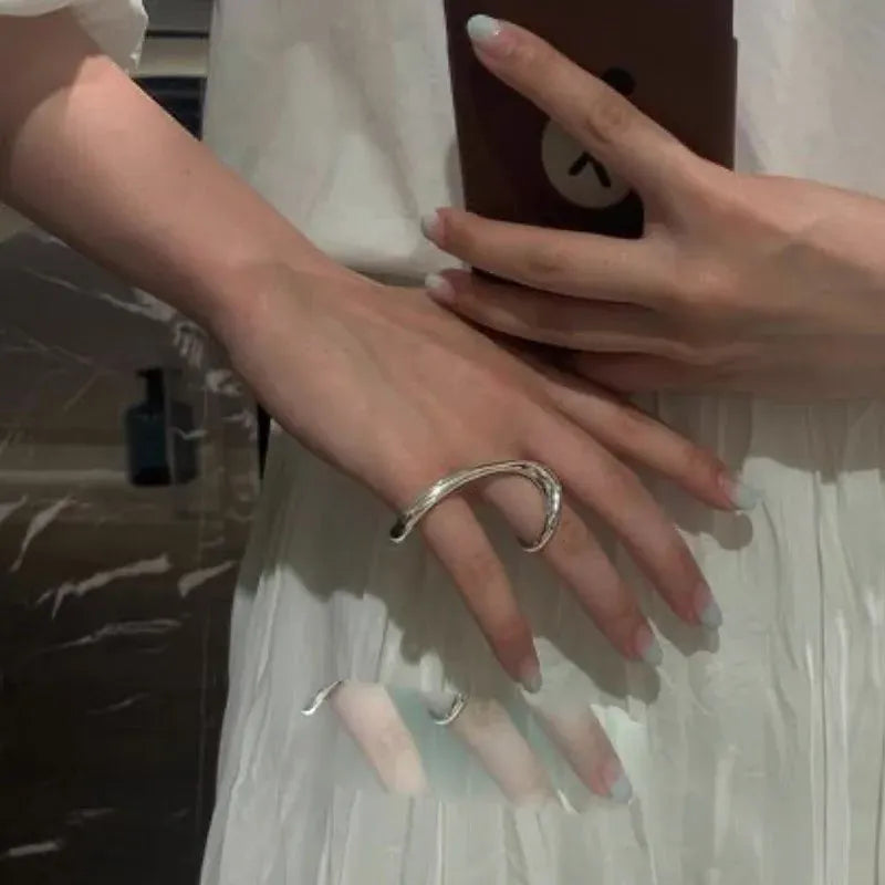 KissICON as picture Bfclub Silver Geometric Ring – Handmade Gift