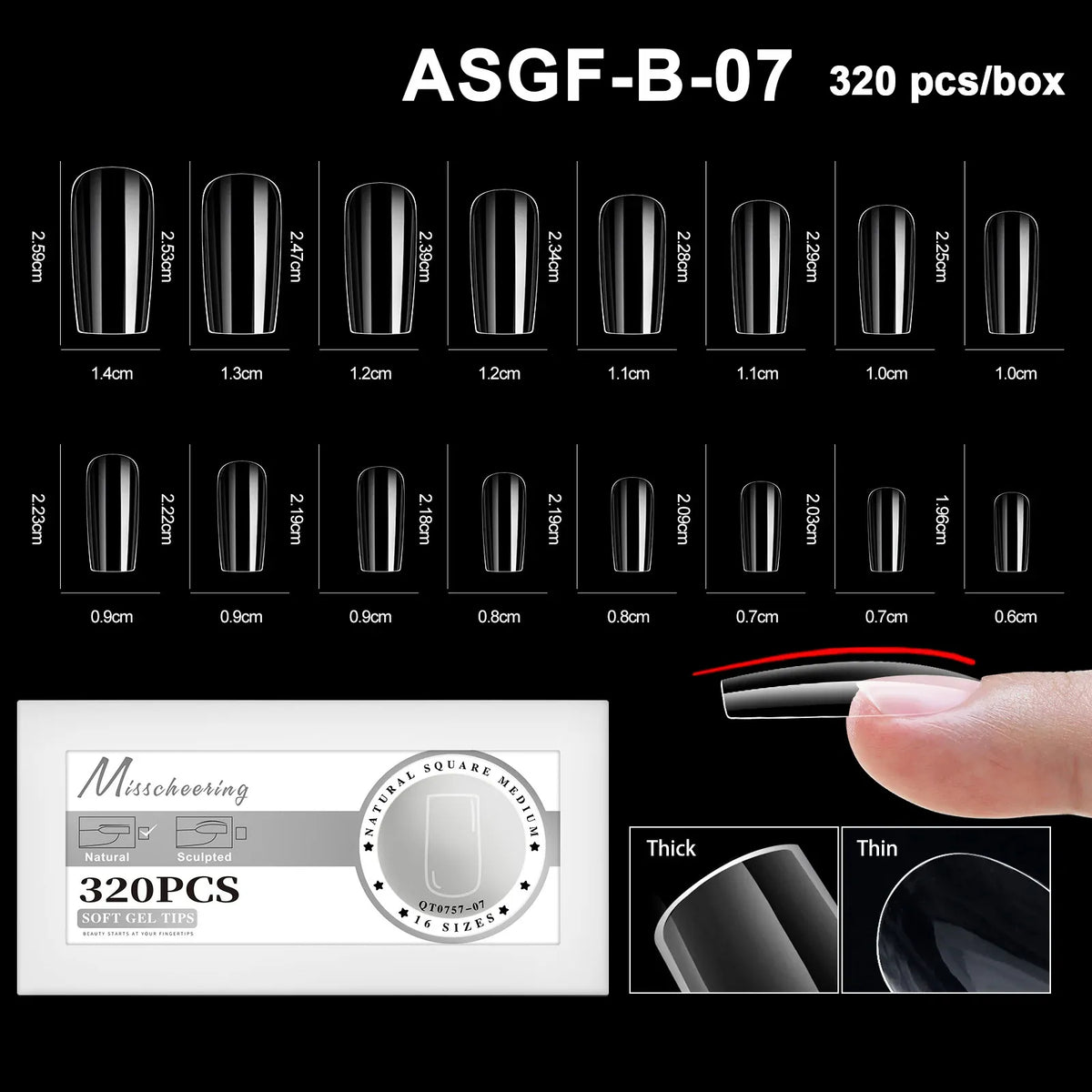 KissICON ASGF-B-07 [KissIcon] Soft Gel Nail Tips Full Cover Almond