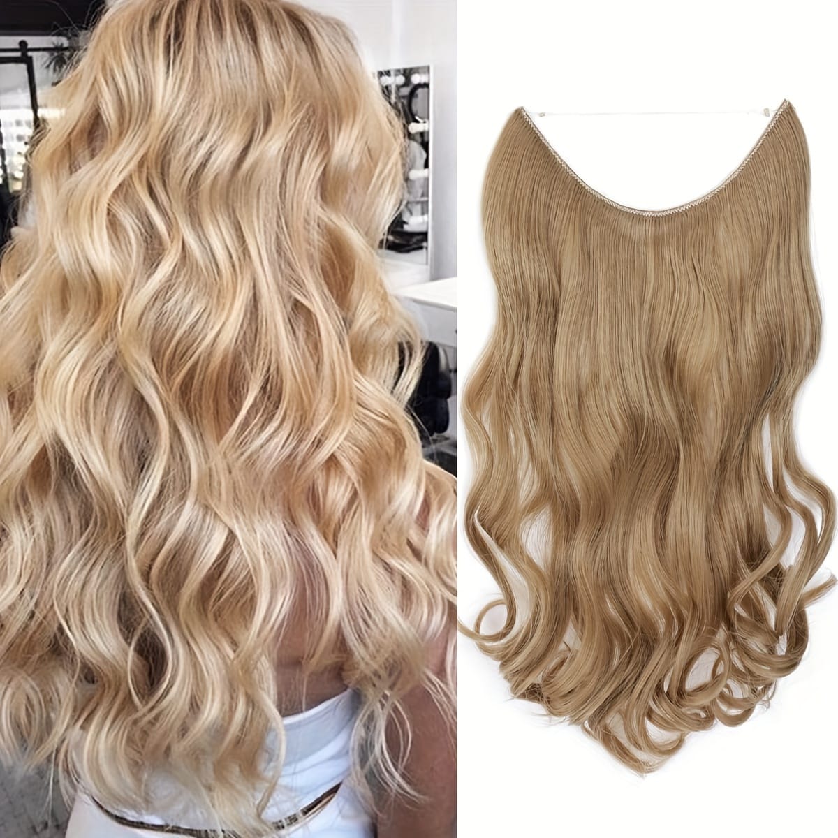 KissICON Ash Blonde Kissicon Hair Extensions Hidden Wire Secure