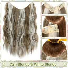 KissICON Ash Blonde & White Blonde / 18inch KissIcon 18 Inch Clip In Hair Extensions -