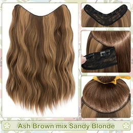 KissICON Ash Brown mix Sandy Blonde / 18inch KissIcon 18 Inch Clip In Hair Extensions -