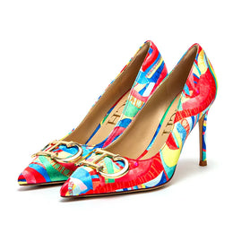 Dropshipman Assorted / 37 CHCH Women's High Heels New Pointed Metal Buckle Party Carnival Women's Shoes 9cm