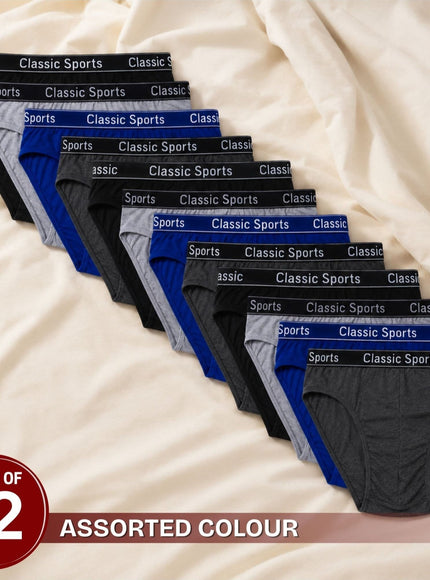 KissICON Assorted Pack of 12 / L 12Pack Mens Soft Stretchy Cotton Rich Briefs Assorted