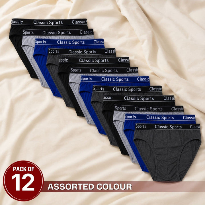 12Pack Mens Soft Stretchy Cotton Rich Briefs Assorted