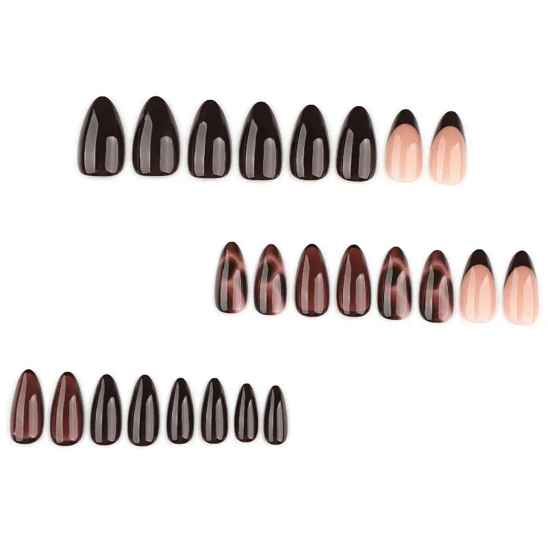 KissICON Autumn Almond False Nails 24Pcs Glossy Brown Leopard