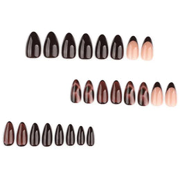 KissICON Autumn Almond False Nails 24Pcs Glossy Brown Leopard