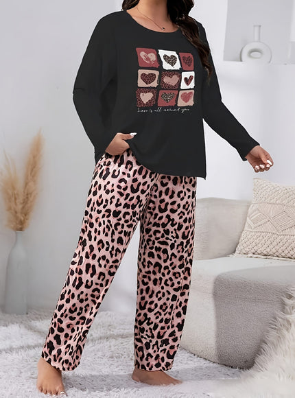 jkthpu-45 Autumn and winter pajama suit for plus size