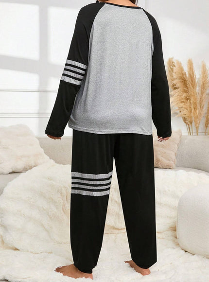 jkthpu-45 Autumn and Winter Women's Casual Striped Gray-Black Oversized