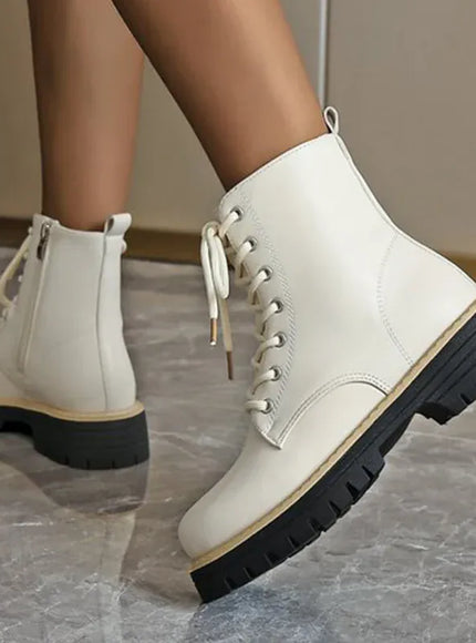 KissICON Autumn Winter Fashion Round Toe Shoes Women Pu