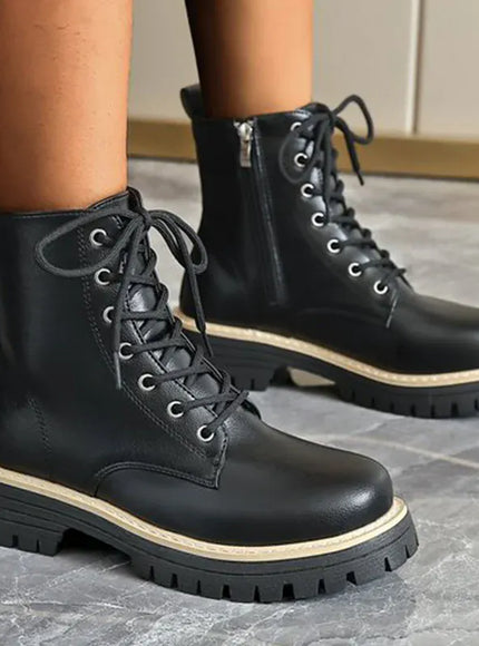 KissICON Autumn Winter Fashion Round Toe Shoes Women Pu