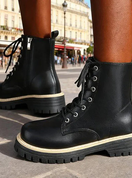 KissICON Autumn Winter Fashion Round Toe Shoes Women Pu