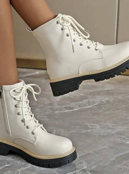 KissICON Autumn Winter Fashion Round Toe Shoes Women Pu