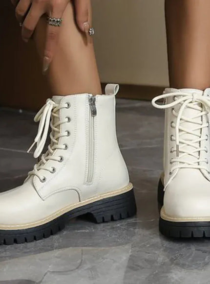 KissICON Autumn Winter Fashion Round Toe Shoes Women Pu