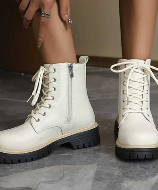 KissICON Autumn Winter Fashion Round Toe Shoes Women Pu