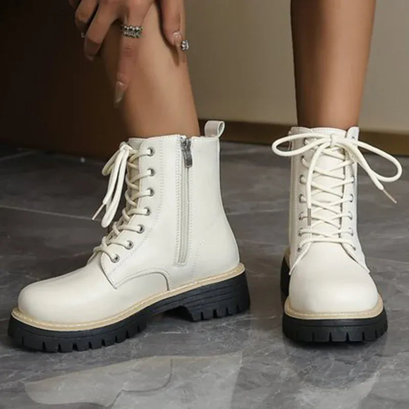 KissICON Autumn Winter Fashion Round Toe Shoes Women Pu
