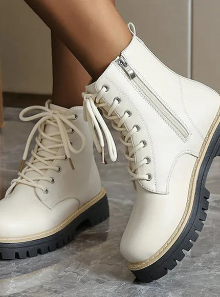 KissICON Autumn Winter Fashion Round Toe Shoes Women Pu