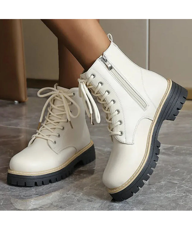 KissICON Autumn Winter Fashion Round Toe Shoes Women Pu