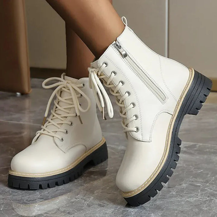 Autumn Winter Fashion Round Toe Shoes Women Pu